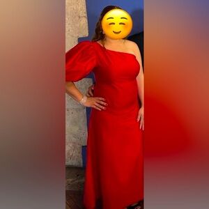 Aureta Studio One Shoulder Puff-Sleeve Dress